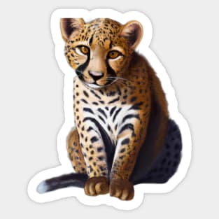 Cute Leopard Drawing Sticker